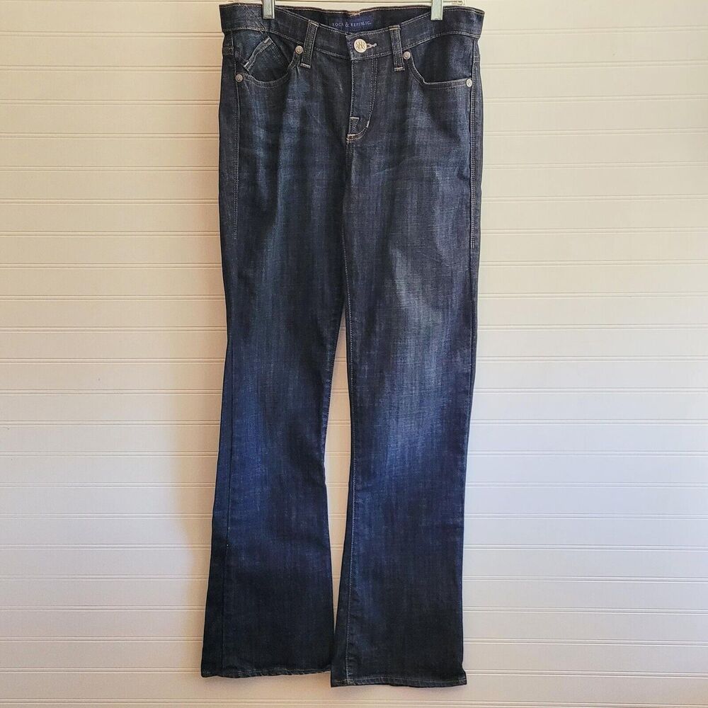 Rock & Republic Kasandra Jeans Size 10  Bootcut Dark Wash Distressed